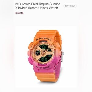 NIB Invicta Activa Tequila Sunrise Gradient Sport Watch - Orange & Pink